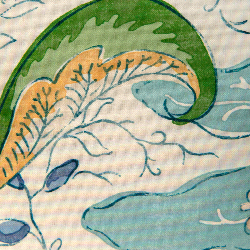 La Menagerie Riviere Print 100% Cotton Fabric, Aqua