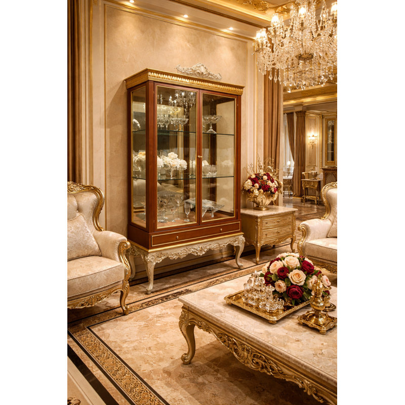 Solid Wood Lighted Curio Cabinet