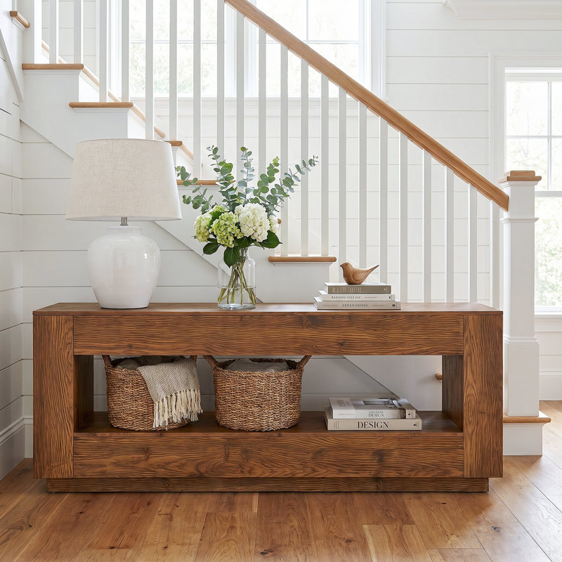 180 cm W Solid Wood Top Console Table