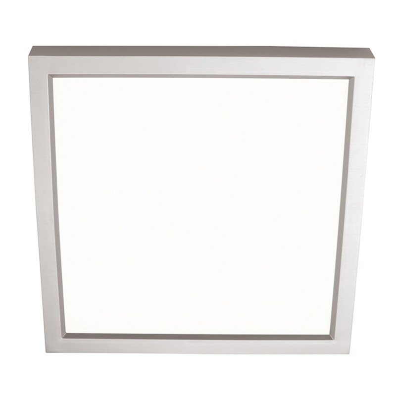 Lenwood Acrylic LED Flush Mount, Satin Nickel, 0.75"H x 9"W x 9"D