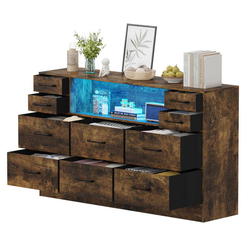 120cm W 10 - Drawer Chest of Drawers, Brown
