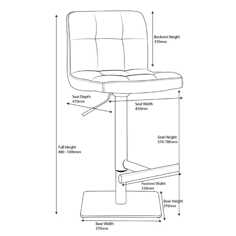 Batson Swivel Upholstered Adjustable Height Counter Stool with Metal Frame, White Square