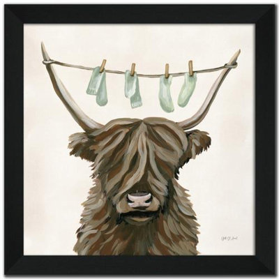 Highland Cow Clothesline Framed Wall Art