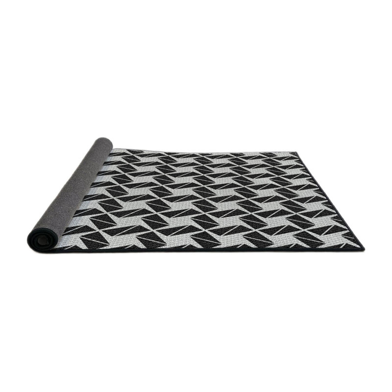 Tapis décoratif à motif géométrique noir Schaffner, Rond 3 pi