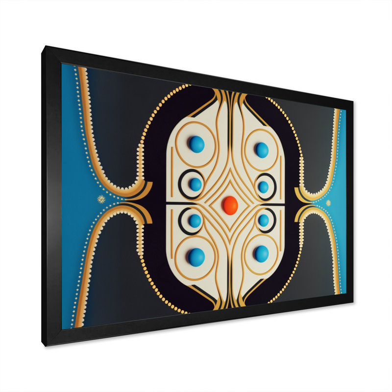 Circular Symphony en rouge et bleu - reproduction sur toile, Impression noire sur toile encadrée, H 12 po x l 20 po x P 1 po