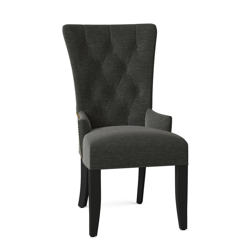 Fauteuil capitonné et rembourré, Laiton, Graphite, Noir satiné