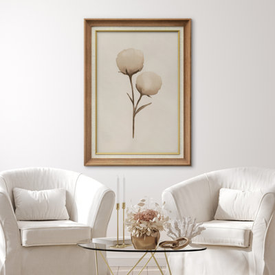 Œuvre encadrée de qualité supérieure - imprimé floral rétro pour décoration de salon - 26 po x 36 po