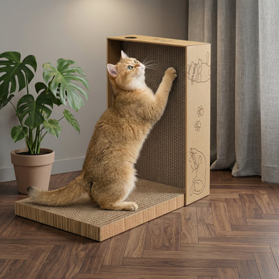 5-in-1 Cardboard Cat Scratcher Box Set, Large Scratch Pad for Indoor Cats & Kittens, Furniture Protector