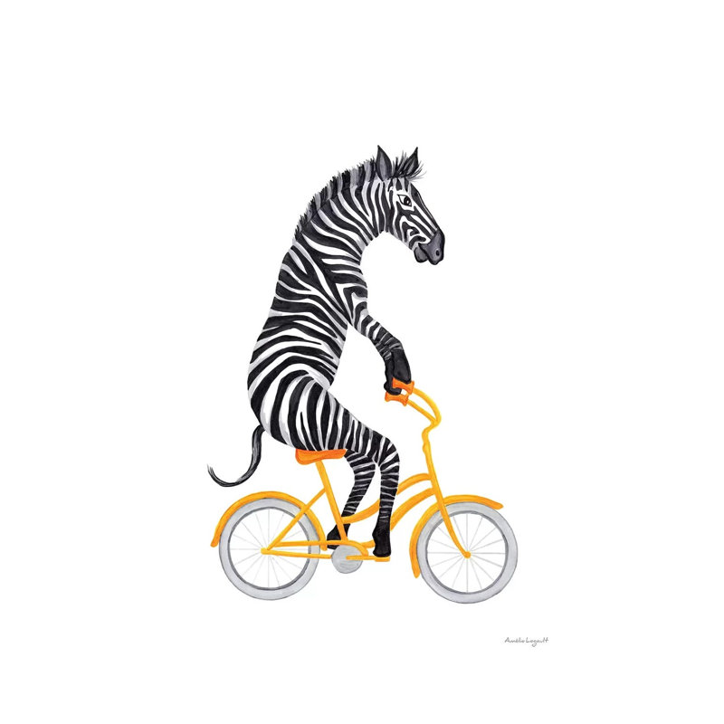 Zebra on Bike 1 Piece Wrapped Canvas Wall Art, 101.6 cm H x 66.04 cm W x 3.175 cm D