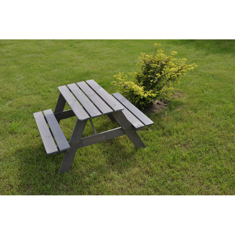 Olgrah Kids Solid Wood Rectangular Outdoor Table Or Chair and Chair Set, Ash Grey
