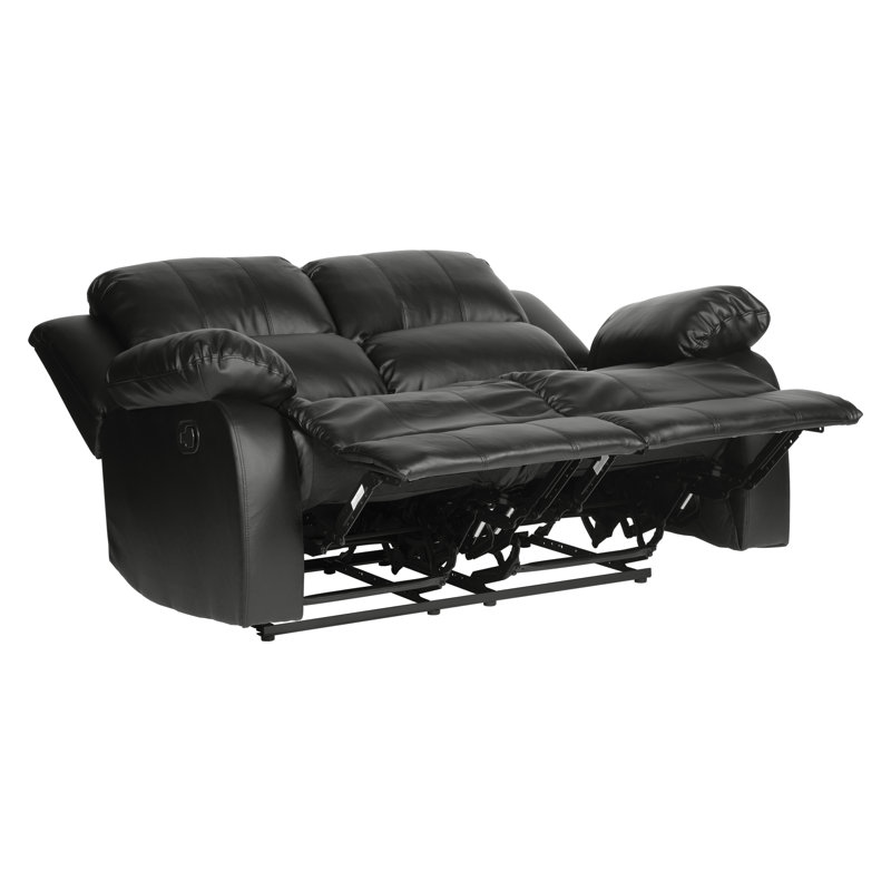 Mccubbin 62.5'' Traditional Upholstered Double Reclining Loveseat - Dual Manual Tab Pull Reclining, Durable Reinforced Frame Construction