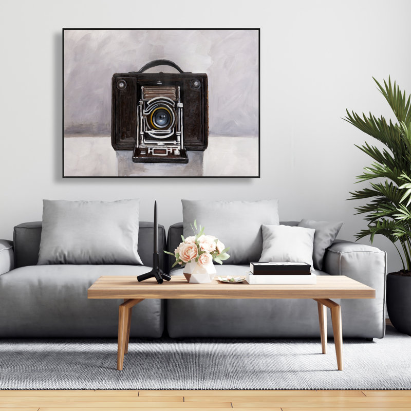 Old Camera - Bedroom Gray Framed Canvas for Home Decor