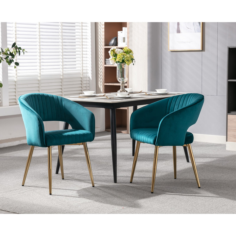 18.9'' H Velvet Upholstered Armchair, Teal