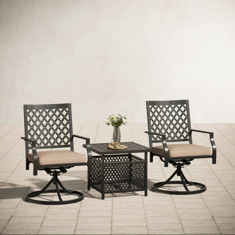 Alyah 2 - Person Patio Dining Set with Square Table , Cushions Included