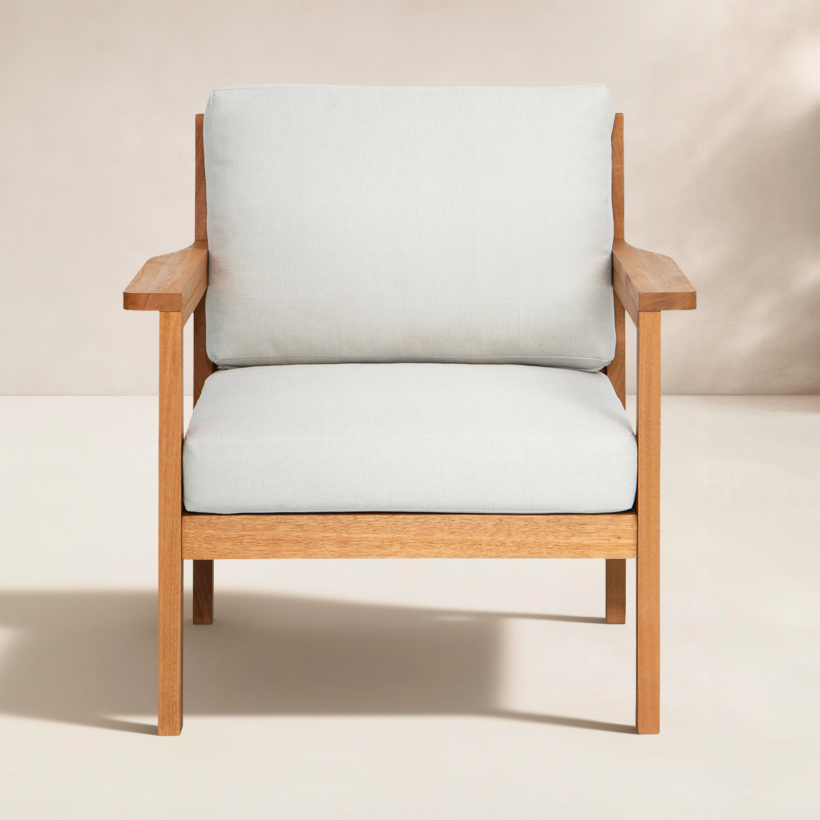 Lanie Eucalyptus Patio Chair with Cushion, White