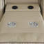 Ensemble de canapé de salon inclinable 3 pièces Madison en cuir végétalien beige avec porte-gobelets, charge sans fil et lumières DEL