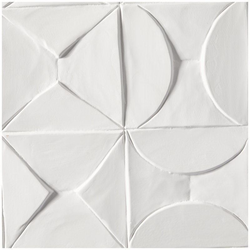 White Geometric Wood Square Wall Art Decor