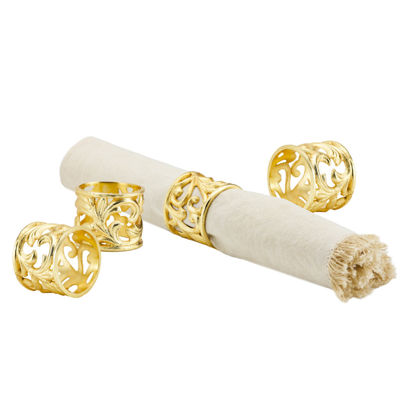 20th Century Baroque Gold Napkin Ring Set