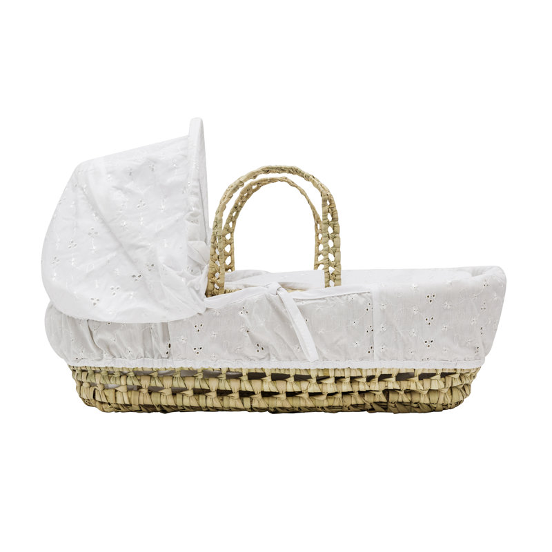 Mini Doll's Moses Basket, White