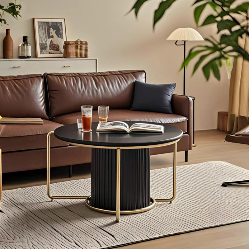 Table basse rétro et simple en bois massif, Noir