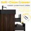 Meuble-lavabo moderne de 30 po avec fixation murale, lavabo une pièce noir mat, tiroirs doubles, panneaux de qualité E1, laque à base d'eau E0, système de fermeture silencieuse et silencieuse, capacité de charge du tiroir de 55 lb
