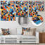 Carreaux de couleur orange bleu - tuile abstraite, art mural en métal-600949699
