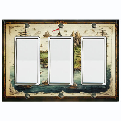 Nautical Themed 3 - Gang Toggle Light Switch Standard Wall Plate