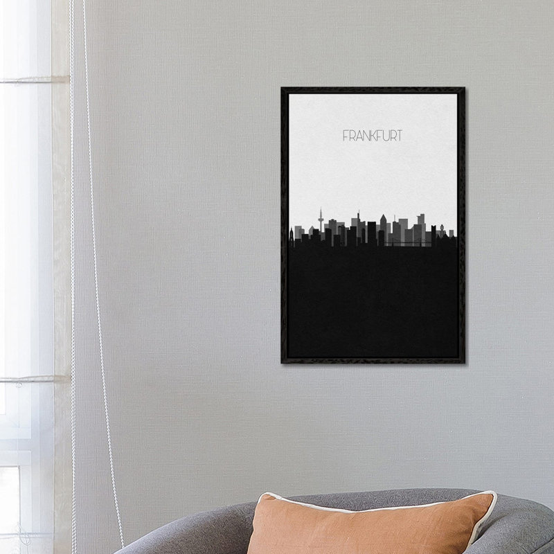 Frankfurt, Germany City Skyline by Ayse Deniz Akerman - Print on Canvas, 101.6 cm H x 66.04 cm W, Black Framed Canvas