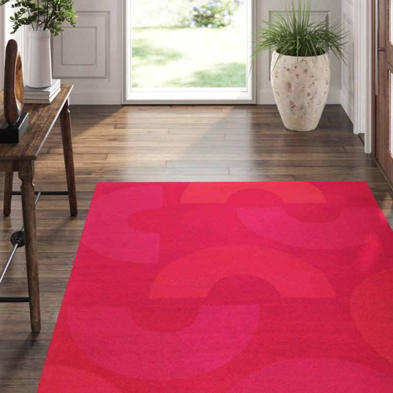 C Me Crimson Geometric Area Rug in Red, Rectangle 9' x 12'