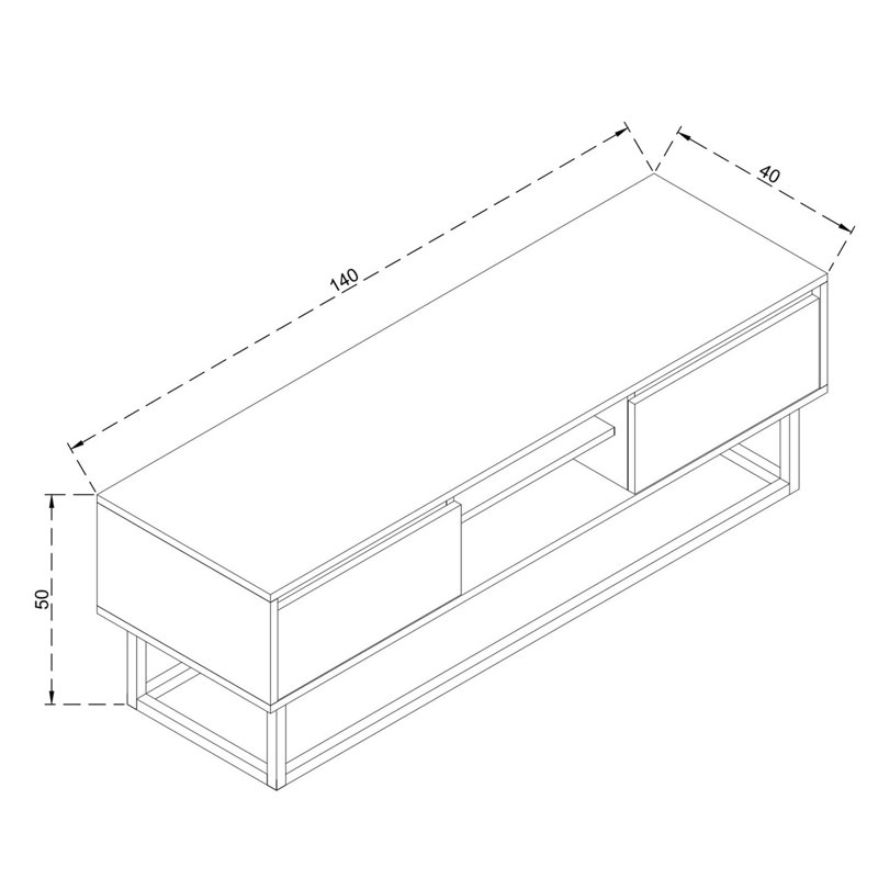 Mendoza Unfinished TV Stand, 50cm H x 140cm W x 40cm D