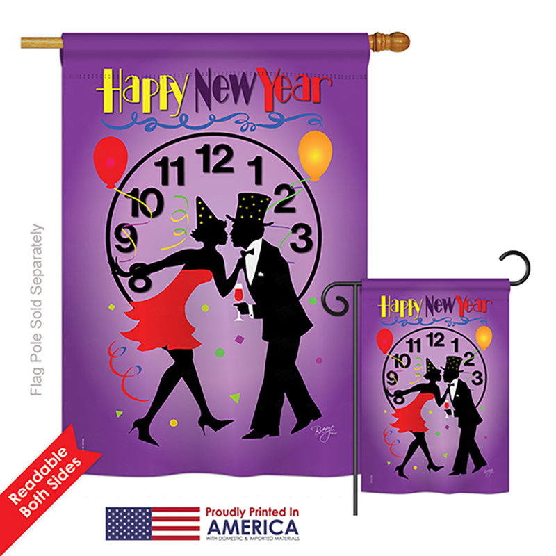 Double Sided Polyester New Year's Flag Set