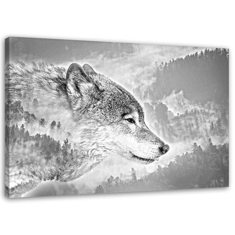 Wolf Nature Animals - No Frame Print on Canvas, 60cm H x 90cm W