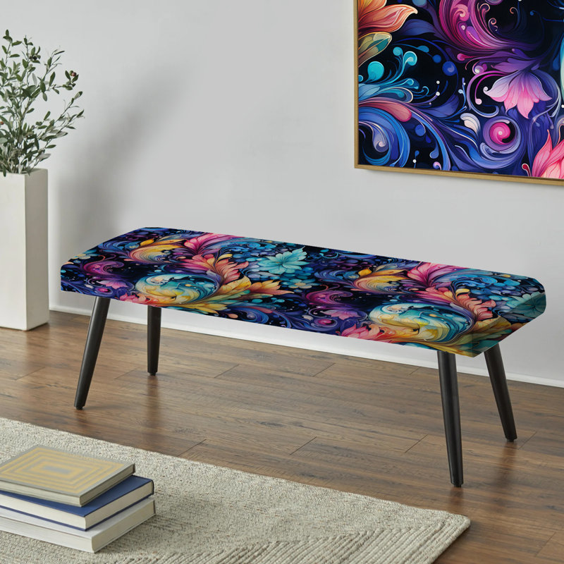 Watercolor Charm Paisley Pattern - Paisley Upholstered Black Bench