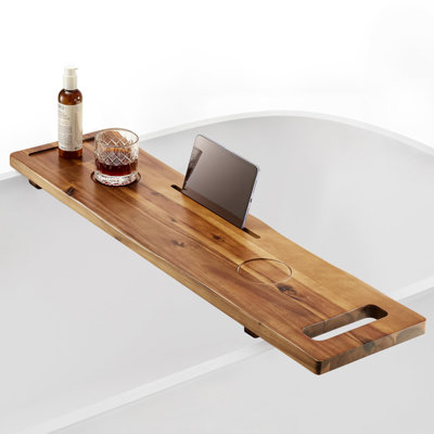 Premium 39 inch Solid Wood Bathtub Tray - Large & Thick Bath Tub Tray - Solid Acacia Wood Bath Tray For Tub