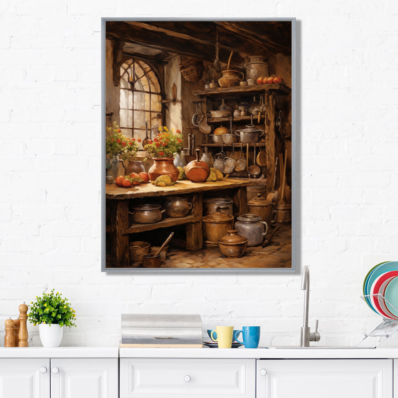 Cuisine rustique alimentaire II - nourriture, art mural, 32" H x 16" W, Encadrement doré
