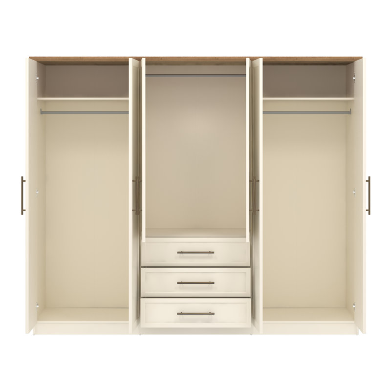 Cleverton 6 Door 3 Drawer Wardrobe with Mirror, Ivory