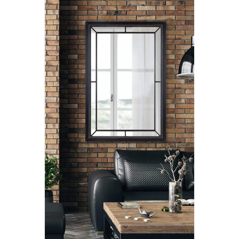 Jakavian Engineered Wood Flat Mirror, Black