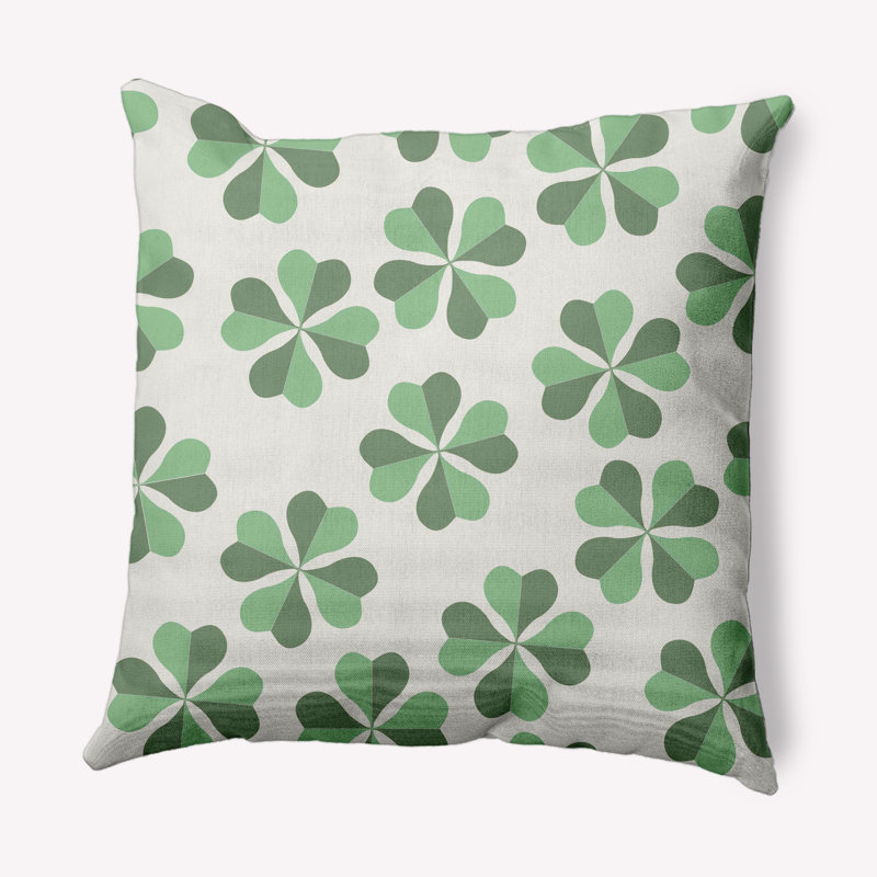 Housse et insert de coussin carré d'extérieur Lucky Patch St. Patrick's Day, Laurier vert, 18 po x 18 po