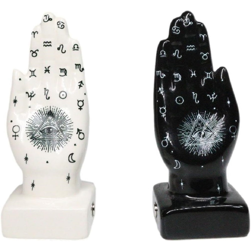 Ensemble de poivrières en céramique noir et blanc Fortune Teller
