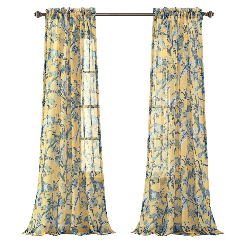 Lush Decor Dolores Floral Sheer Curtain Panels Pair Drapes (Set of 2)
