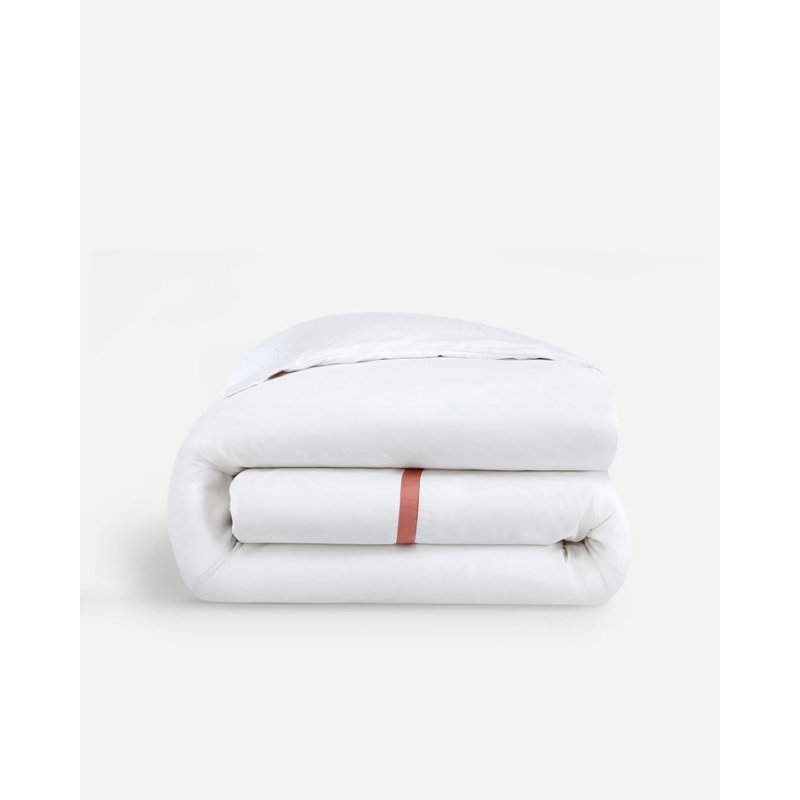 Frame Rayon Standard Duvet Cover, Full Duvet Cover, White/Clay