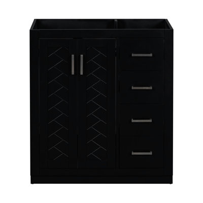 Meuble-lavabo de 30 po en bois massif et 3 tiroirs 2 portes de style rétro