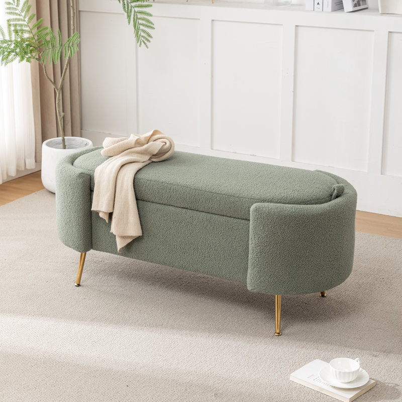 Kaycey Upholstered Storage Bench, Green