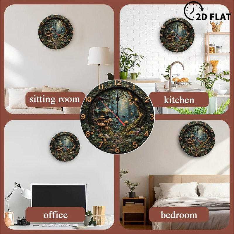 Horloge avec fée champignon forêt