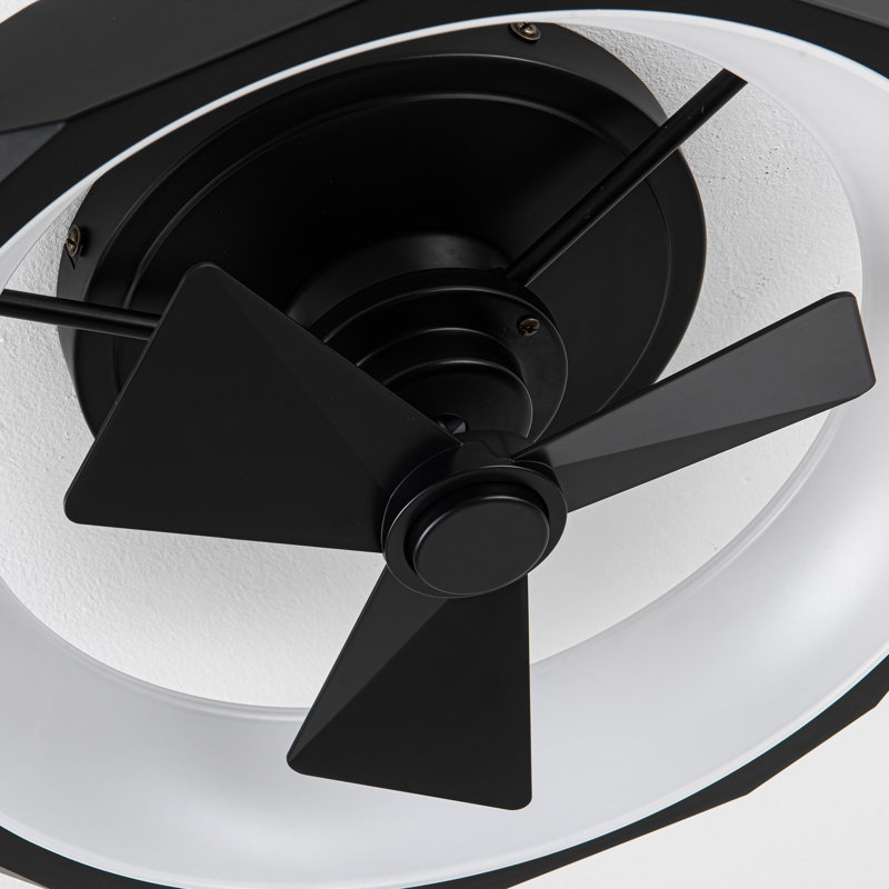 18.9" 6-Speed ??Flush Mount Ceiling Fan with Dimmable 3CCT LED Lights and Remote Control, Noir