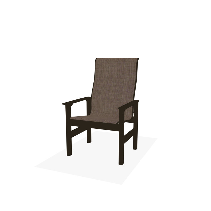 Leeward Sling Marine Grade Polymer Arm Chair, Augustine Fennel Sunbrella®, Beachwood