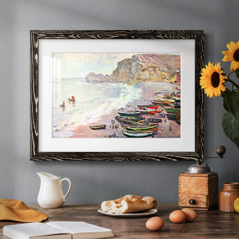 Étretat, la plage et la porte d'Amont par Monet, Noir, H 14 po x l 20 po x P 1,5 po