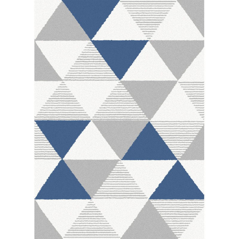 Arden Power Loom Navy Blue/Grey Rug, Rectangle 160 x 220cm