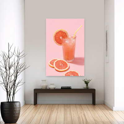 Art mural contemporain frais et rafraîchissant à la fleur de pamplemousse
