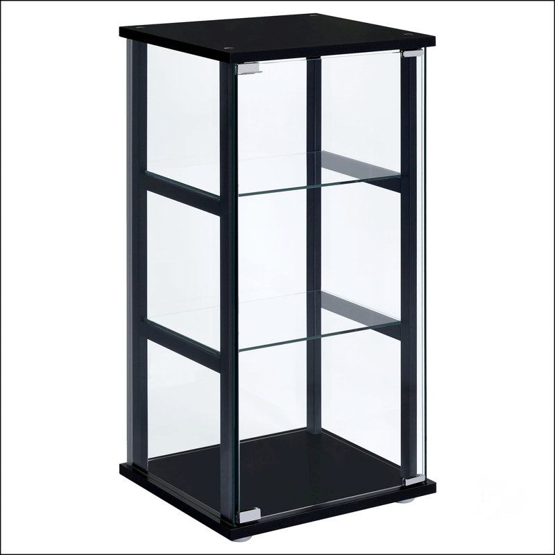 Black Glass 3-Shelf Curio Cabinet